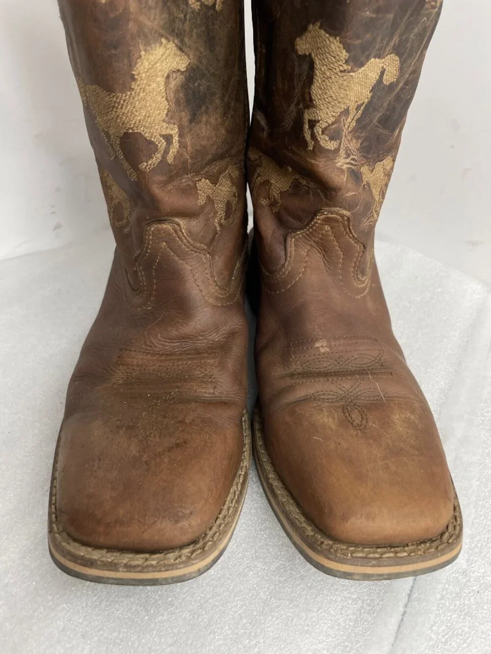 Smoky Mountain Leather Western Cowboy Brown Horse Embroidered Boots Kids Boys 5